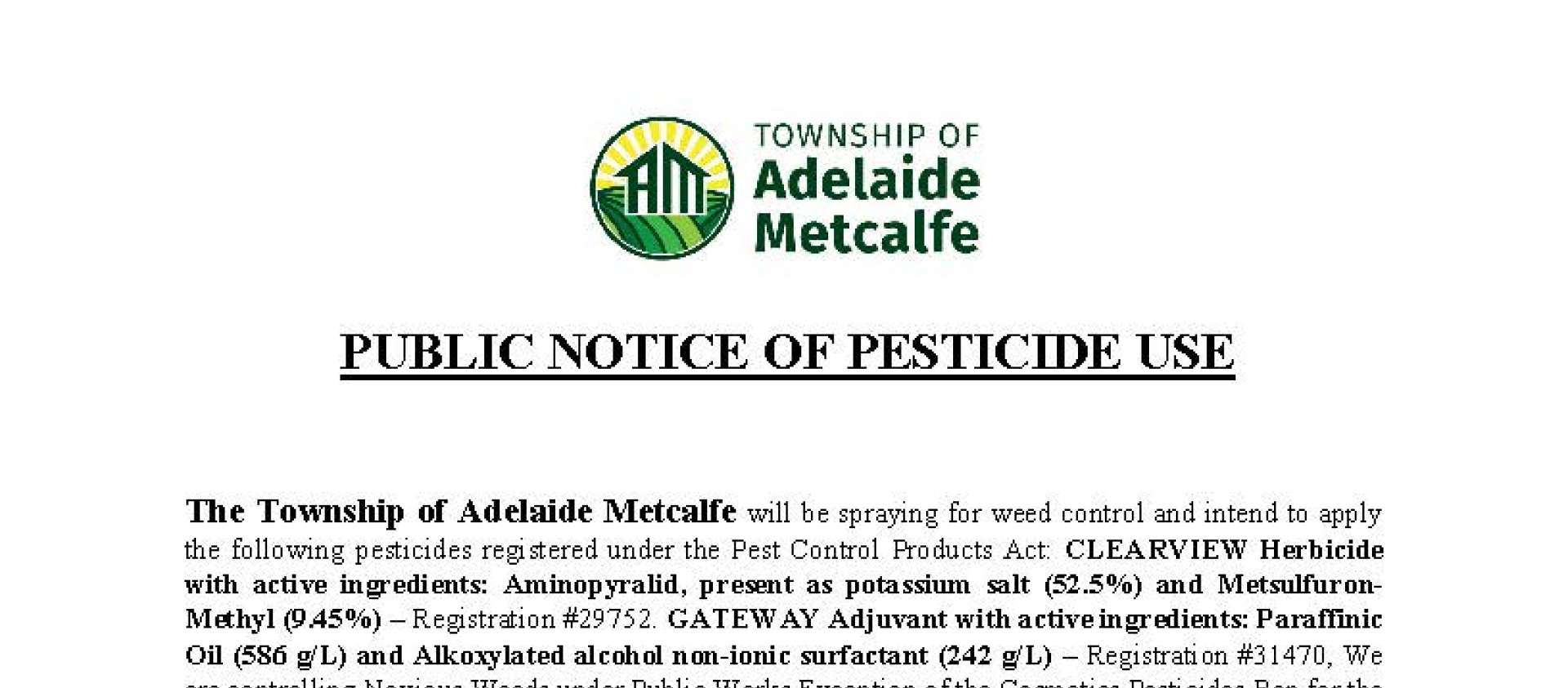 Public Notice of Pesticide Use