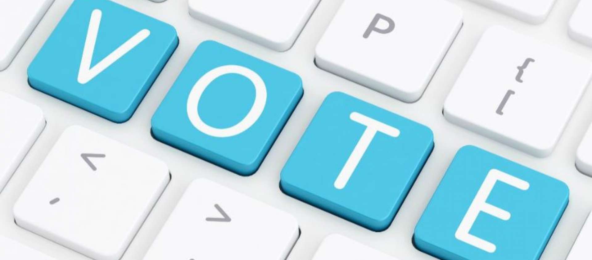 Image with vote on keyboard with heading election results