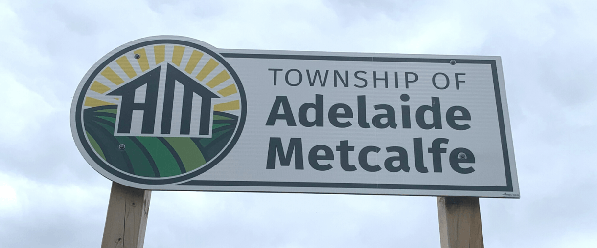 Up-looking view of Adelaide Metcalfe Township Sign